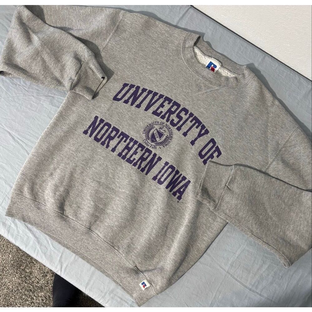 University of Northern Iowa Panthers UNI Russell Crewneck Sweatshirt Gray Small